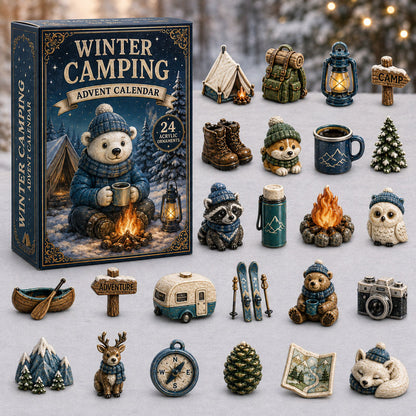 CHRISTMAS KICKOFF 40% OFF - Snowy Camp Advent Calendar 2026 - 24-Day Festive Countdown, Acrylic Charms Blind Box - Gift For Campers