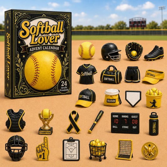CHRISTMAS KICKOFF 40% OFF - Softball Lover Advent Calendar 2026 - 24-Day Festive Countdown, Acrylic Charms Blind Box - Gift For Sports Lovers