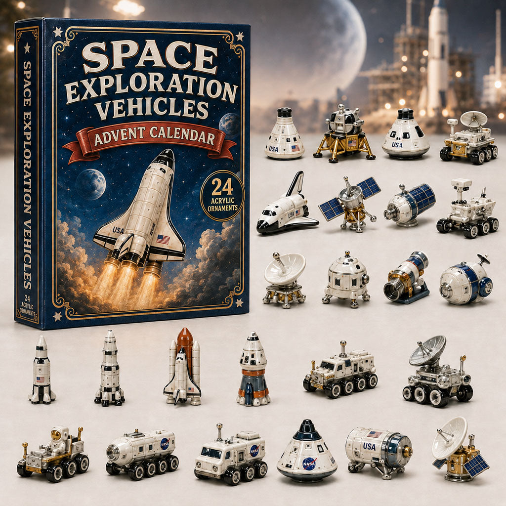 CHRISTMAS KICKOFF 40% OFF - Space Exploration Vehicles Advent Calendar 2026 - 24-Day Festive Countdown, Acrylic Charms Blind Box - Gift For Vehicle Lovers AC0TM229