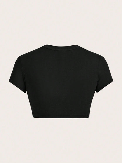 Spider Print Crop Graphic Tee