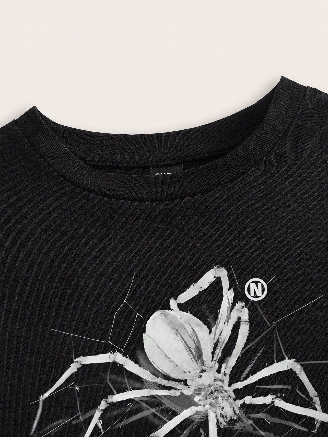Spider Print Crop Graphic Tee