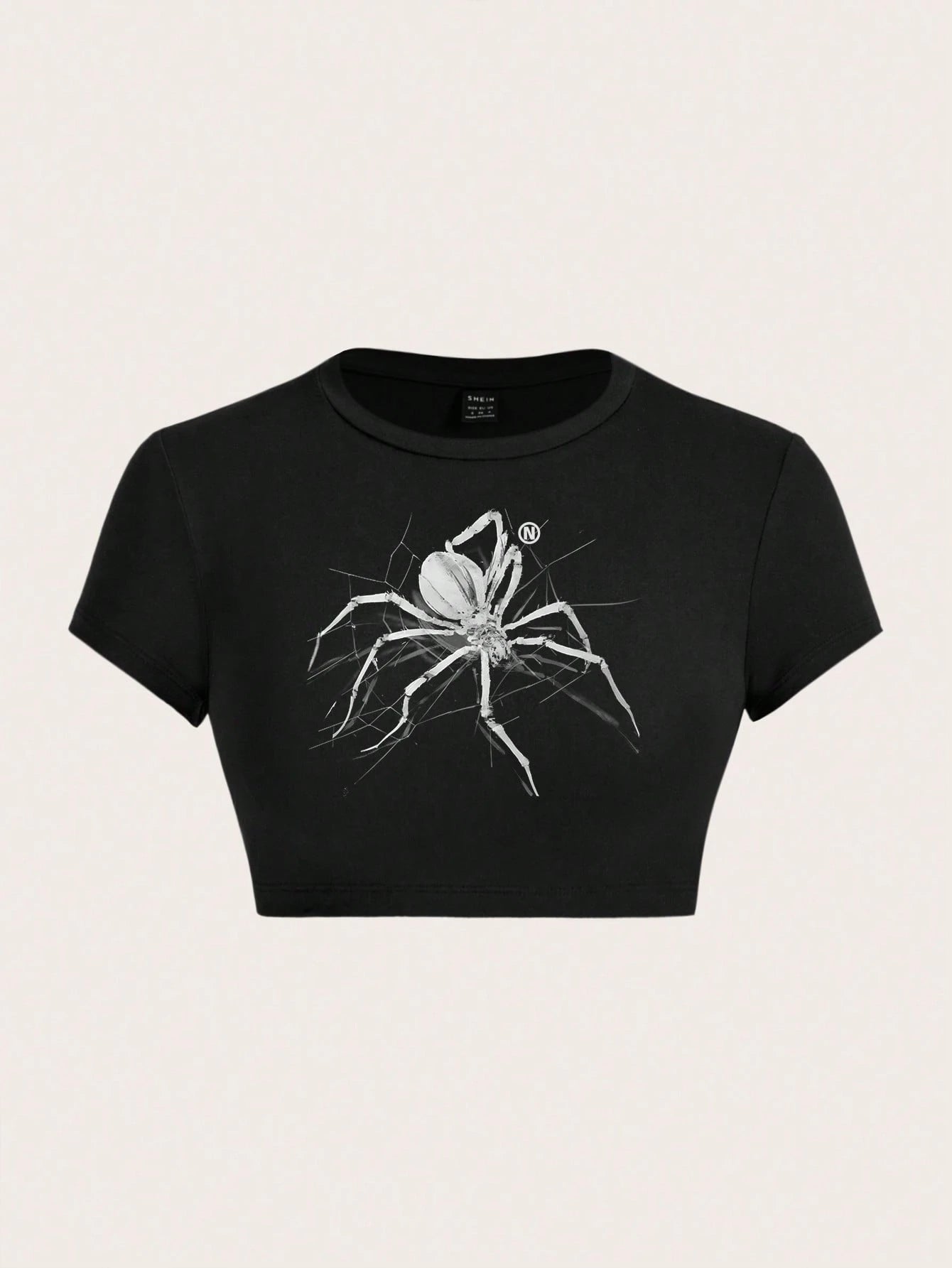 Spider Print Crop Graphic Tee