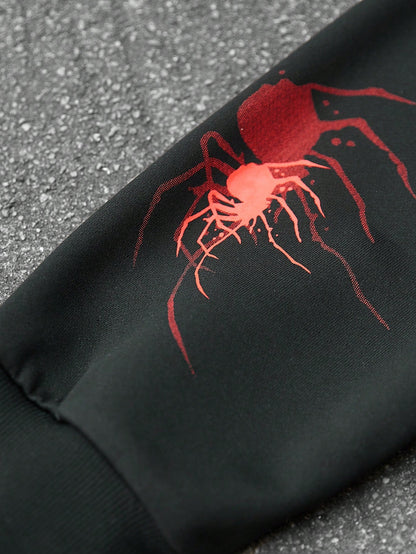 Spider Red Spiky Font Full Zip Polyester Hoodie
