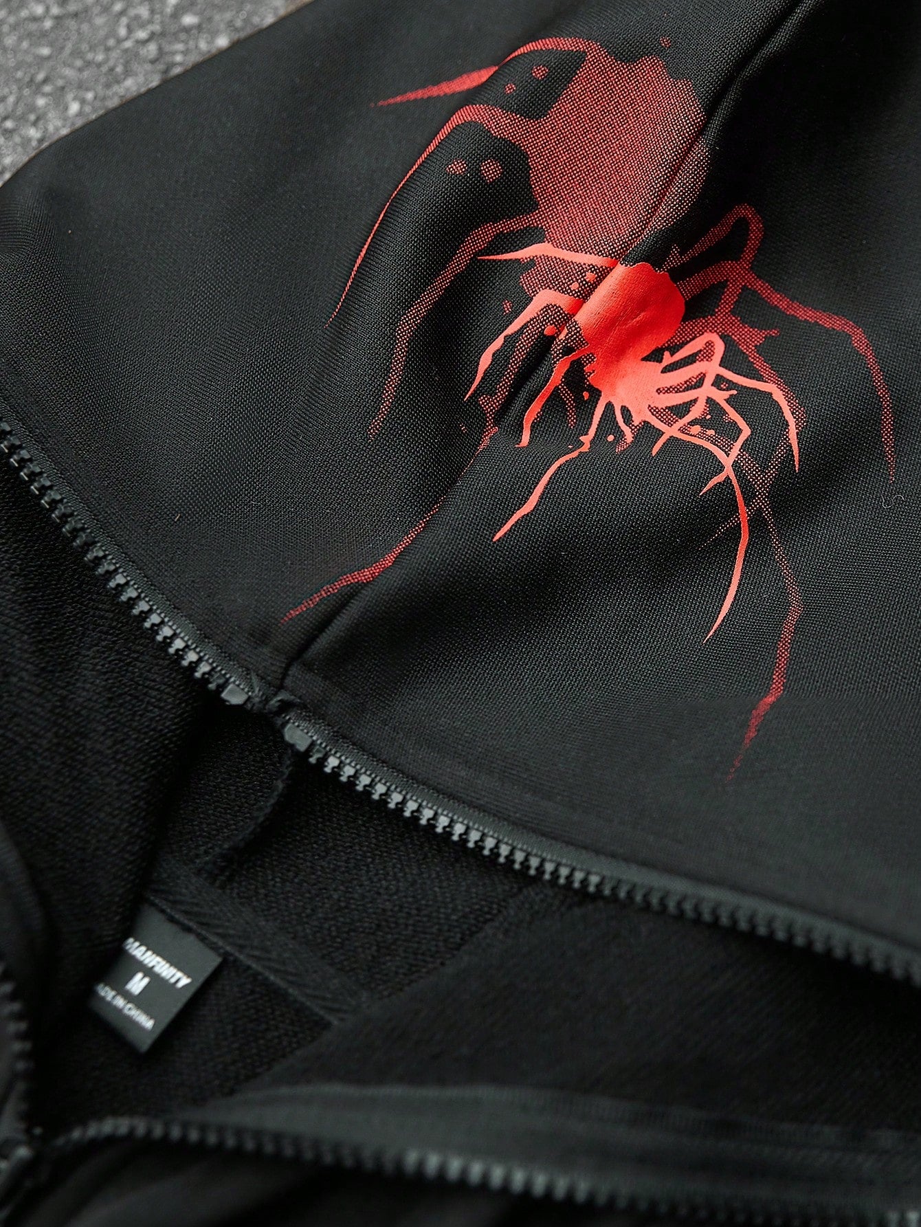 Spider Red Spiky Font Full Zip Polyester Hoodie