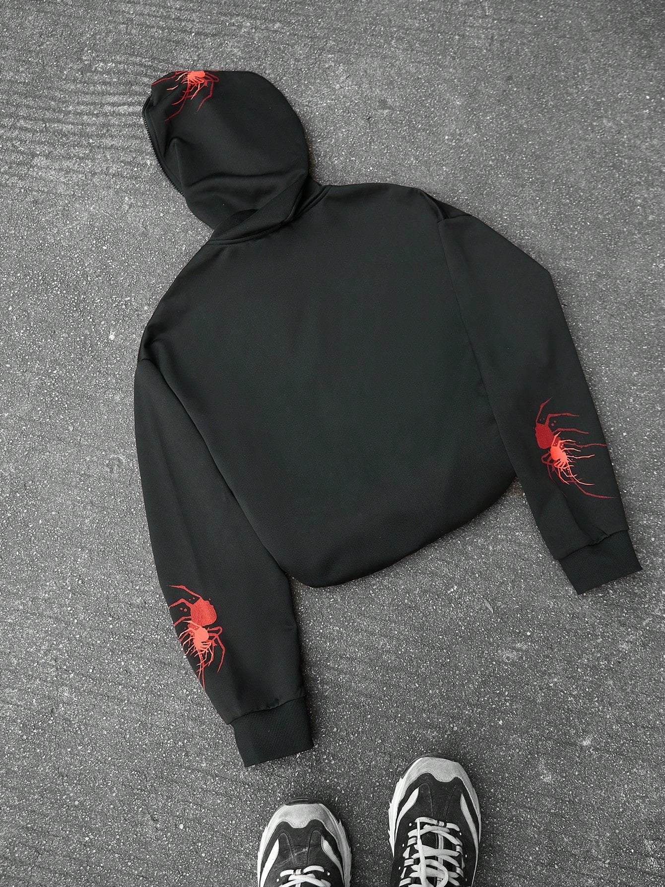 Spider Red Spiky Font Full Zip Polyester Hoodie