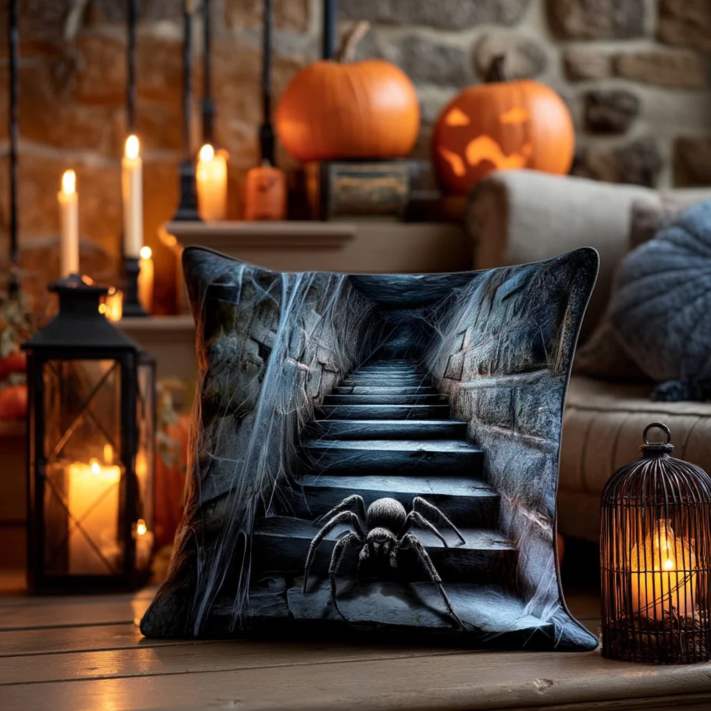 Spider Stairs Halloween Quilted Pillow Case