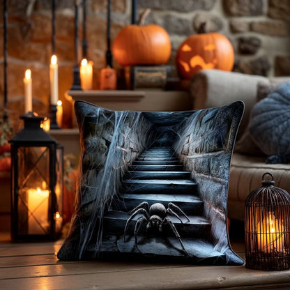 Spider Stairs Halloween Quilted Pillow Case