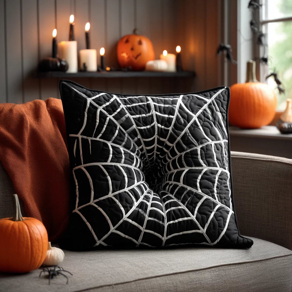 Spider Web Halloween Quilted Pillow Case