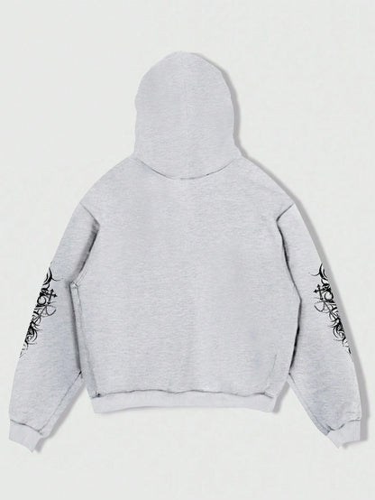 Spiritual Leader Jesus Grey Graphic Hoodie Polyester