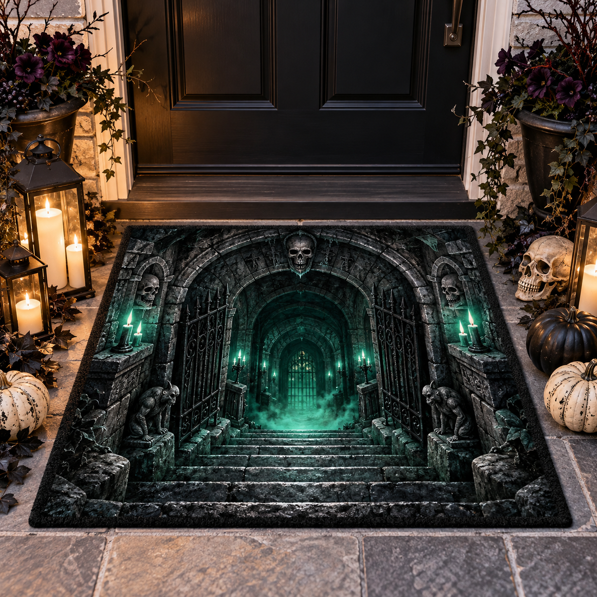 Spooky 3D Gothic Castle Gate Halloween Doormat
