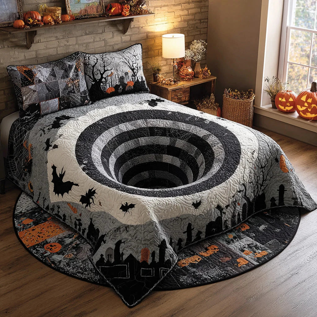 Spooky Bat Graveyard Vortex Halloween Bedding Set
