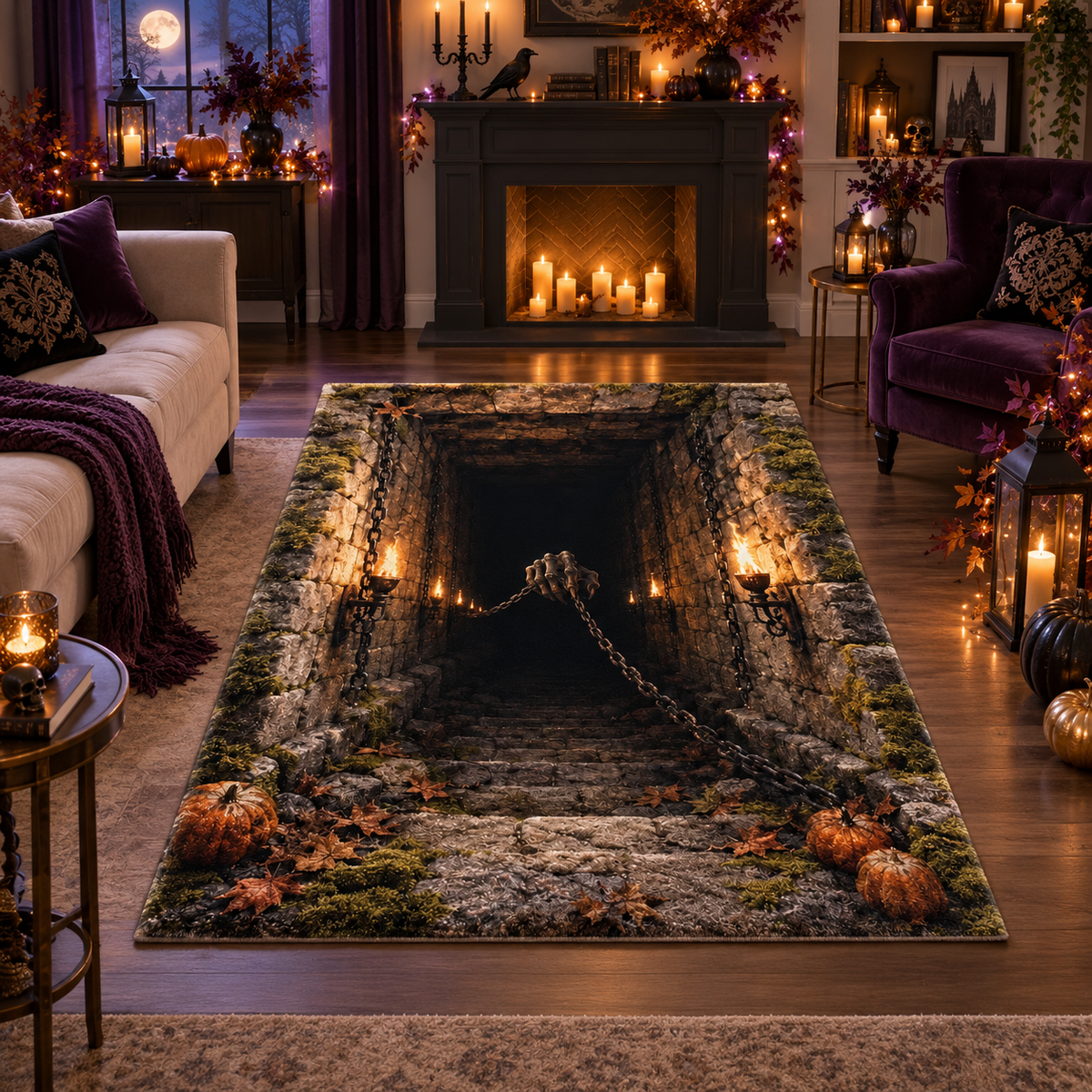 Spooky Crypt Pit Halloween Area Rug