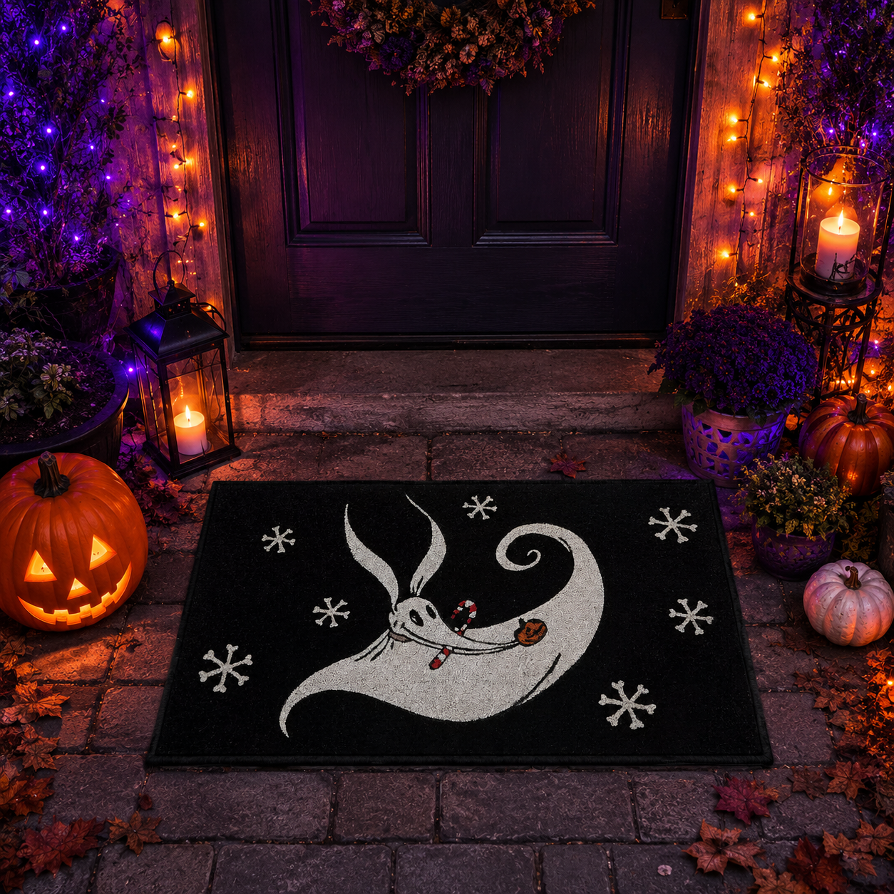 Spooky Ghost Dog Snowflake Halloween Gate Doormat