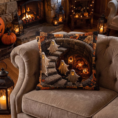 Spooky Ghost Halloween Quilted Pillow Case