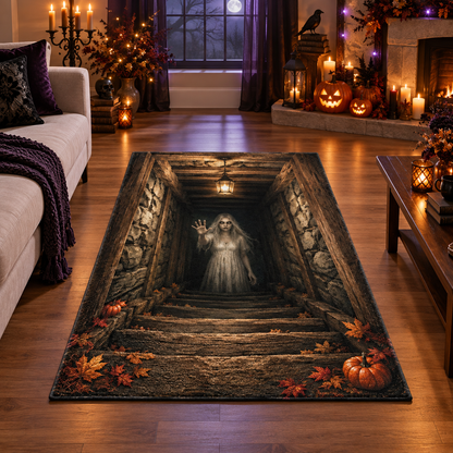 Spooky Ghost Staircase Halloween Area Rug