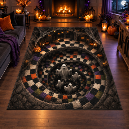 Spooky Ghost Vortex Hole Halloween Area Rug