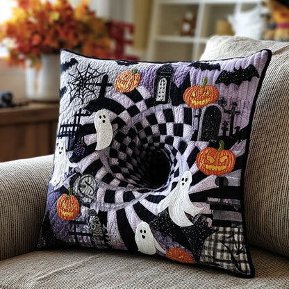 Spooky Graveyard Halloween Quilted Pillow Case