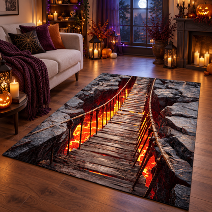 Spooky Lava Bridge Pit Halloween Area Rug