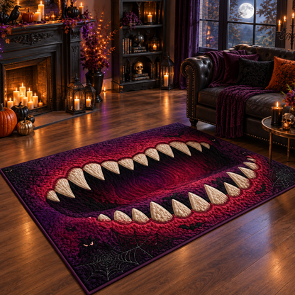 Spooky Monster Mouth Teeth Halloween Area Rug