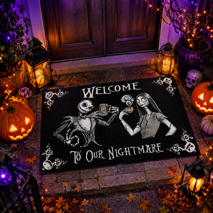 Spooky Nightmare Couple Welcome Halloween Gate Doormat
