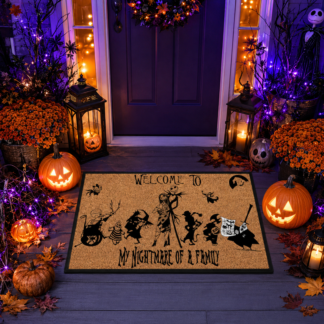 Spooky Nightmare Family Welcome Halloween Gate Doormat