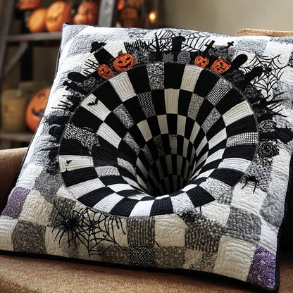 Spooky Optical Illusion Halloween Quilted Pillow Case