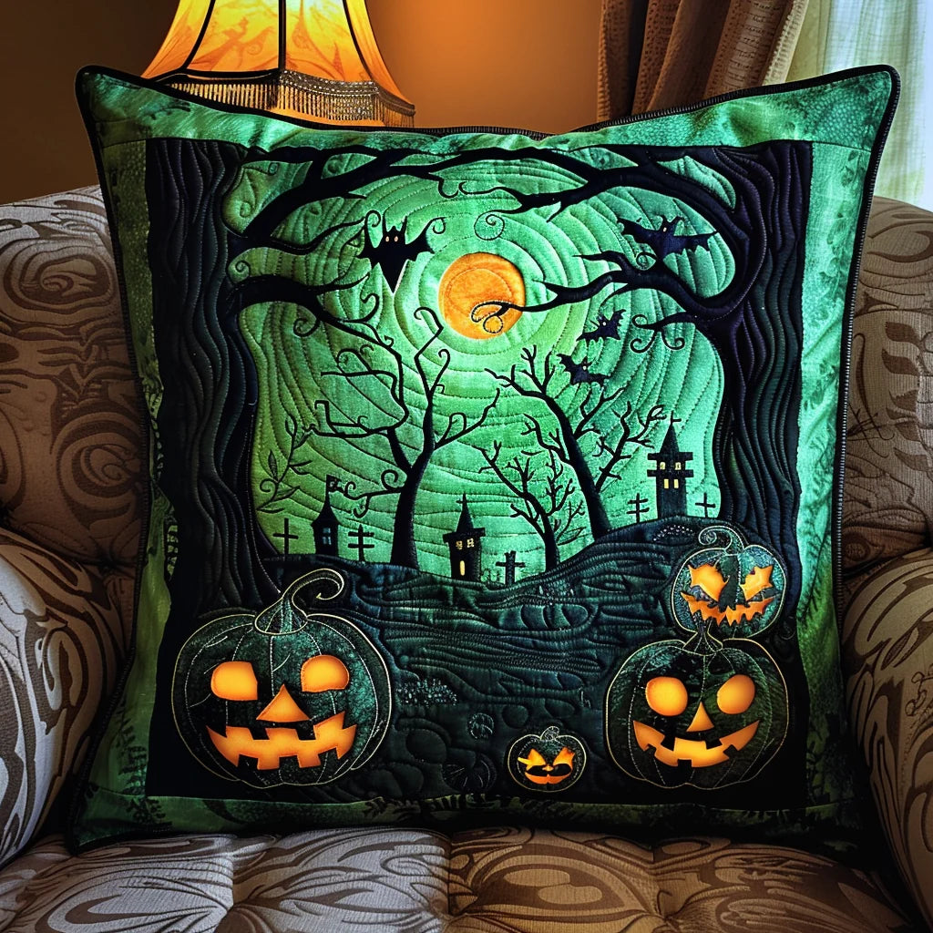 Spooky Pumpkin Halloween Quilted Pillow Case