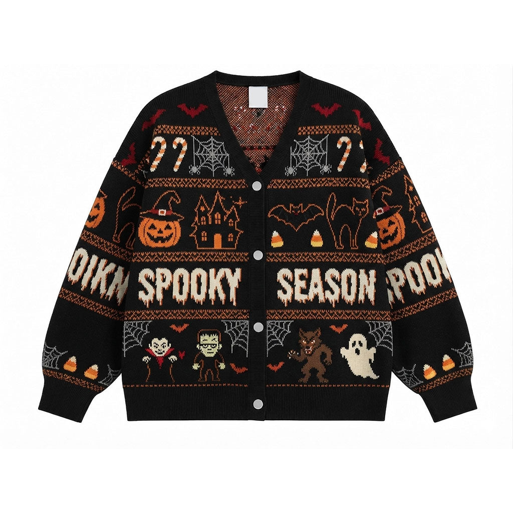 Spooky Season Monster Halloween Knit Cardigan