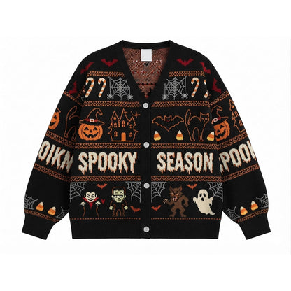 Spooky Season Monster Halloween Knit Cardigan