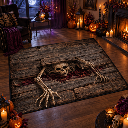 Spooky Skeleton Floor Breach Halloween Area Rug