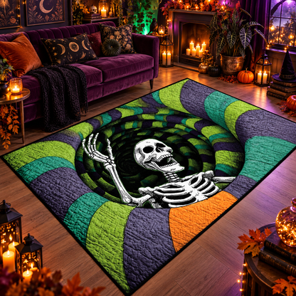 Spooky Skeleton Optical Illusion Halloween Area Rug