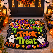 Spooky Trick or Treat Cauldron Halloween Doormat Outdoor Decor