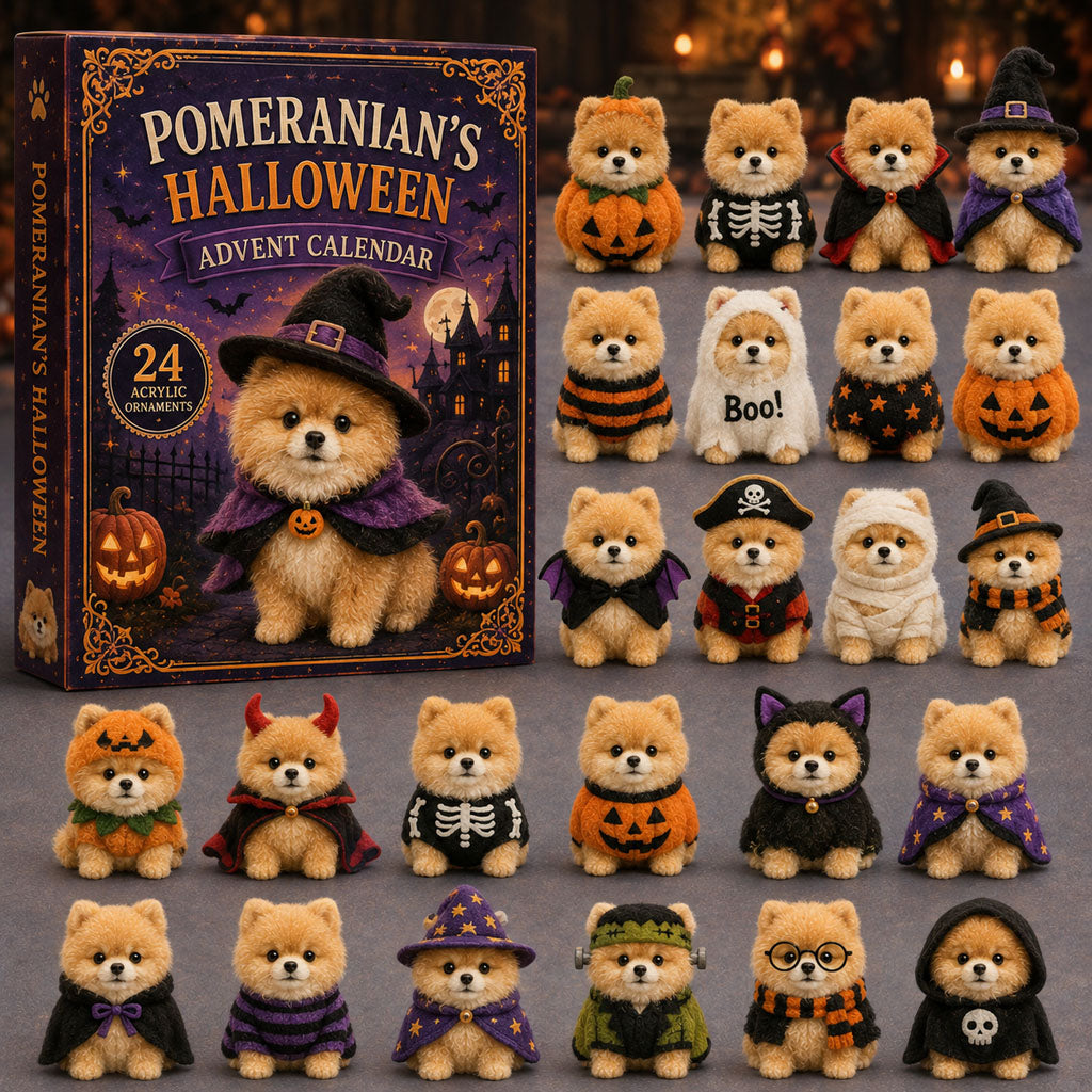 HALLOWEEN KICKOFF 40% OFF - Spooky Pomeranian Advent Calendar 2026 - 24-Day Festive Countdown, Acrylic Charms Blind Box - Gift For Dog Lovers AC0TM007