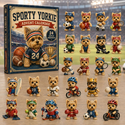 CHRISMAST KICKOFF 40% OFF - Sporty Yorkie Advent Calendar 2026 - 24-Day Festive Countdown, Acrylic Charms Blind Box - Gift For Dog Lovers AC0TM166
