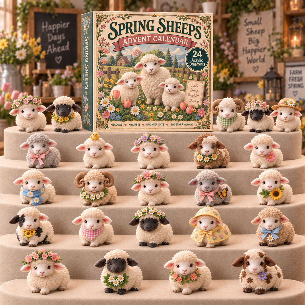 CHRISTMAS KICKOFF 40% OFF - Spring Sheeps Advent Calendar 2026 - 24-Day Festive Countdown, Acrylic Charms Blind Box - Gift For Sheep Lovers AC0TM359