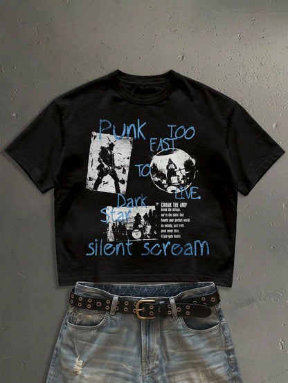 StoneGrade Rock Band Print Black Cropped Mens Tee