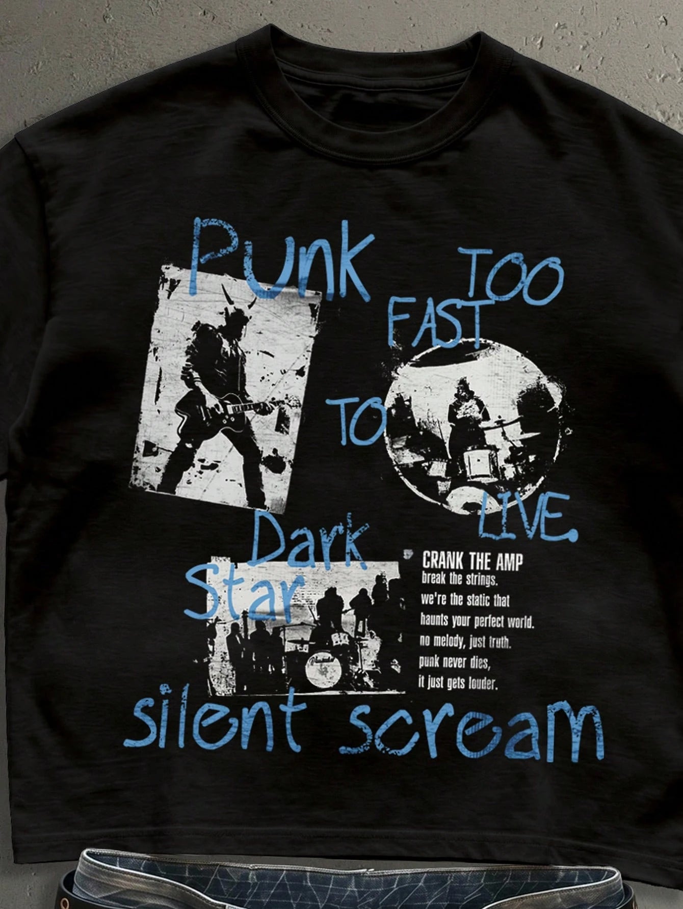 StoneGrade Rock Band Print Black Cropped Mens Tee