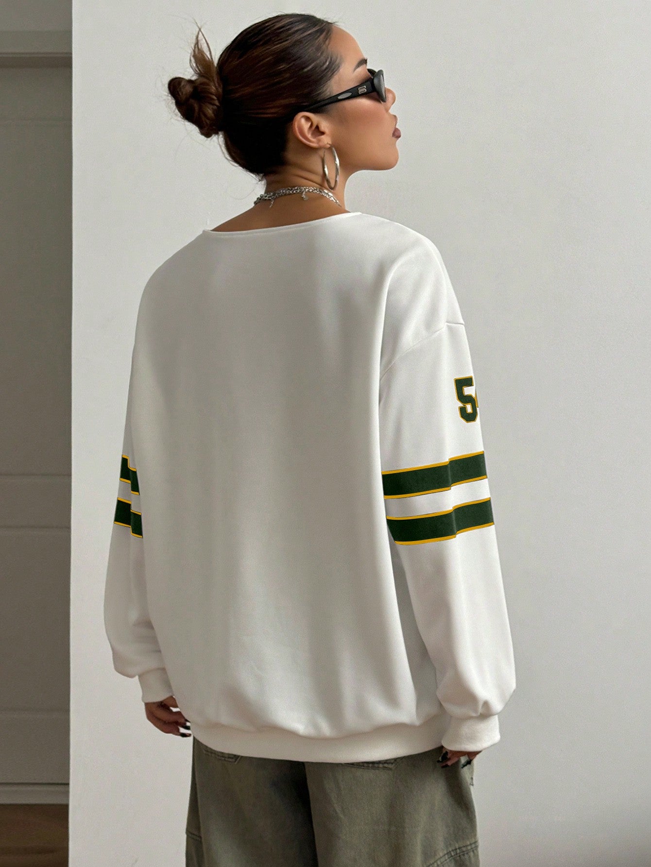 Sports Sporty Colorblock Number Printed Sweatshirt Long Sleeve Tops Graduation