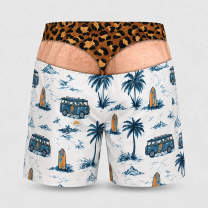 Funny 3D Printed Fake Thong Swim Trunks
