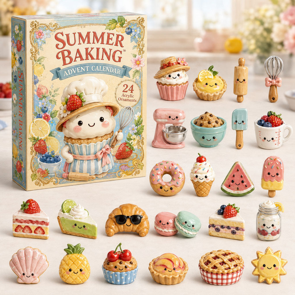 CHRISTMAS KICKOFF 40% OFF - Summer Baking Advent Calendar 2026 - 24-Day Festive Countdown, Acrylic Charms Blind Box - Gift For Baking Lovers AC0TM078