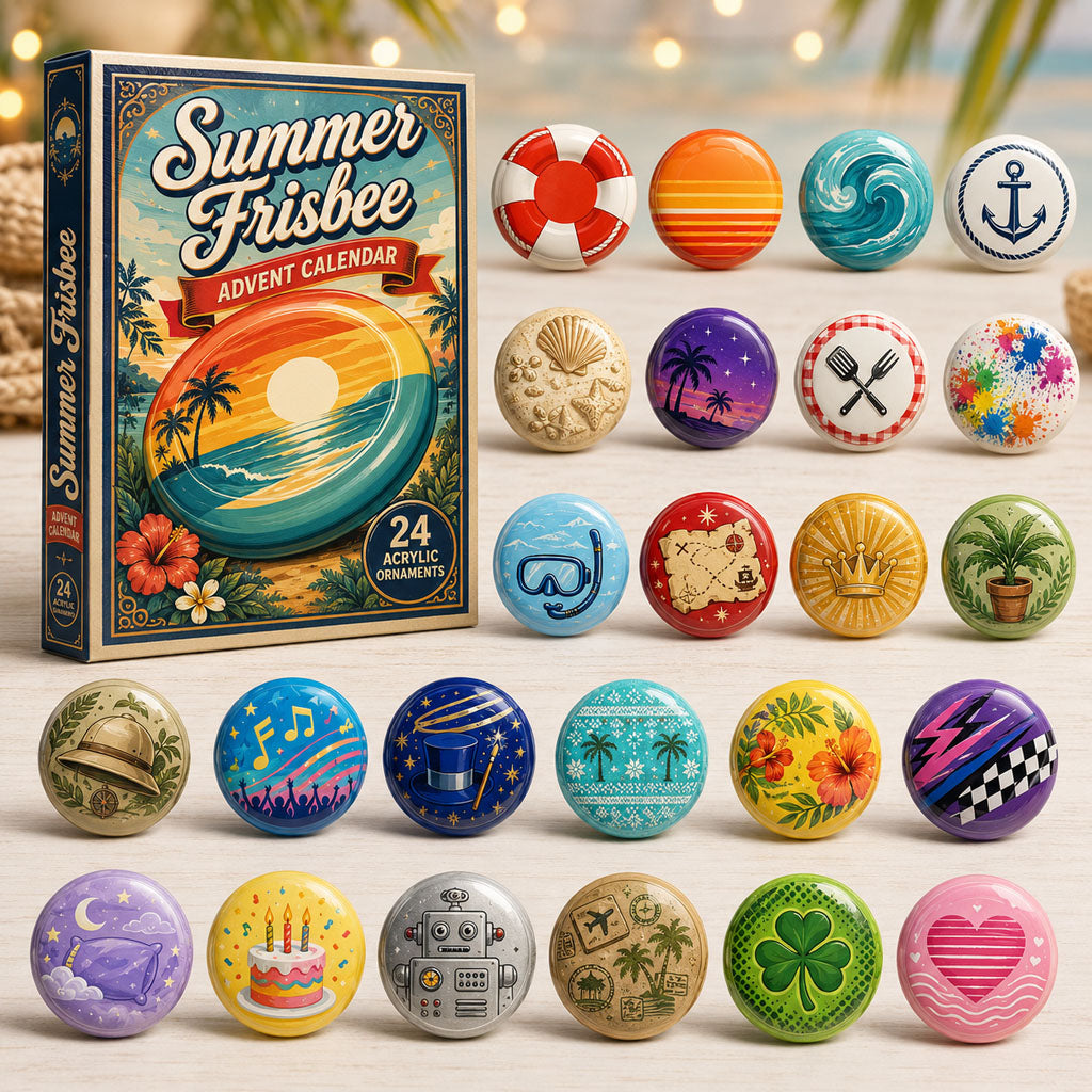 CHRISTMAS KICKOFF 40% OFF - Summer Frisbee Advent Calendar 2026 - 24-Day Festive Countdown, Acrylic Charms Blind Box - Gift For Frisbee Lovers AC0NT059