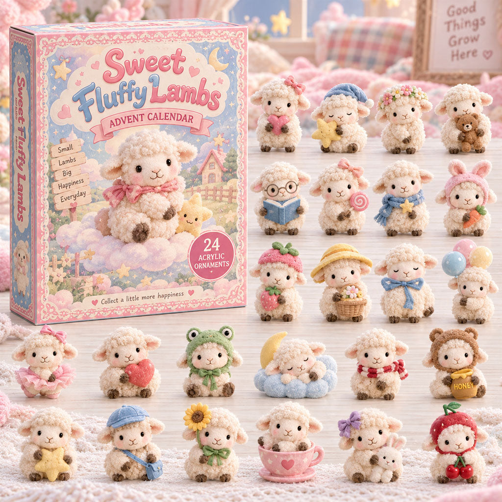 CHRISTMAS KICKOFF 40% OFF - Sweet Fluffy Lambs Advent Calendar 2026 - 24-Day Festive Countdown, Acrylic Charms Blind Box - Gift For Grandchildren, Kid AC0HA311