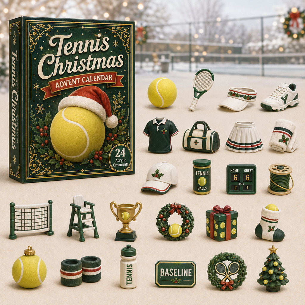 CHRISTMAS KICKOFF 40% OFF - Tennis Christmas Advent Calendar 2026 - 24-Day Festive Countdown, Acrylic Charms Blind Box - Gift For Tennis Lovers AC0HA048