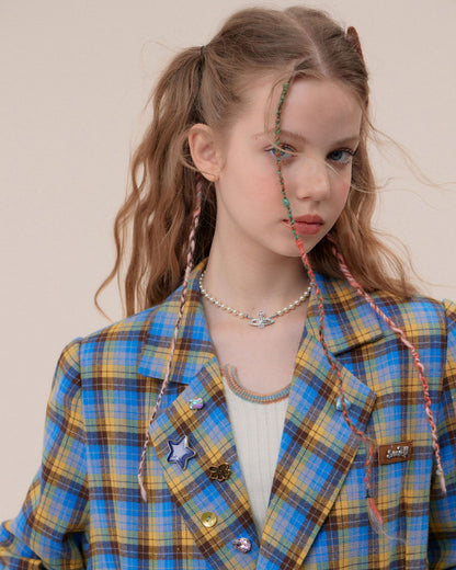 Good Manners Oversized Plaid Blazer