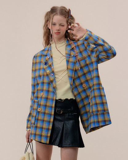 Good Manners Oversized Plaid Blazer