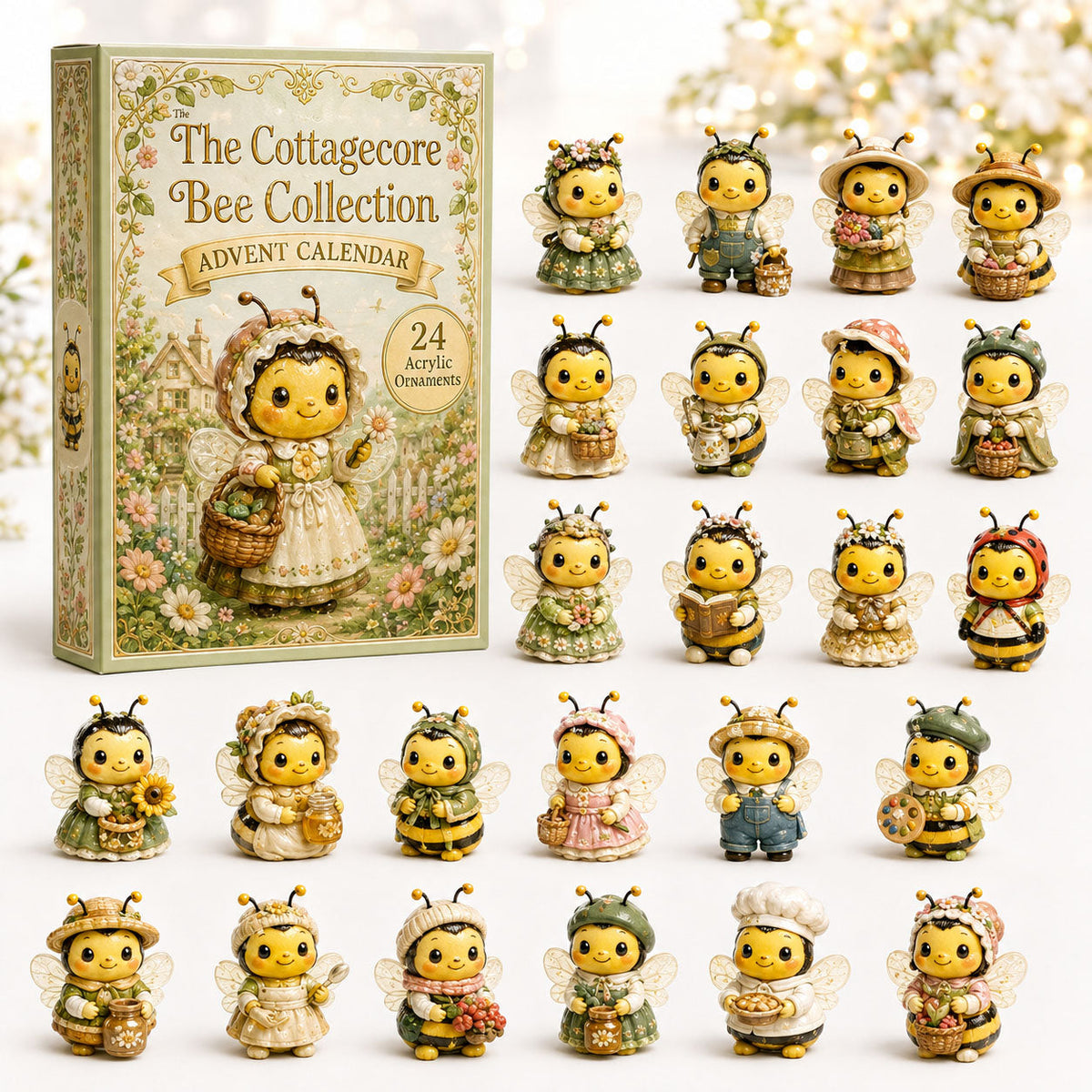CHRISTMAS KICKOFF 40% OFF - The Cottage Bee Advent Calendar 2026 - 24-Day Festive Countdown, Acrylic Charms Blind Box - Gift For Bee Lover