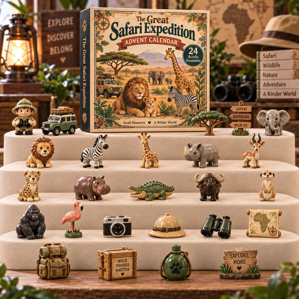 CHRISTMAS KICKOFF 40% OFF - The Grand Safari Expedition Advent Calendar 2026 - 24-Day Festive Countdown, Acrylic Charms Blind Box - Gift For Wildlife Safari Lovers AC0TH301