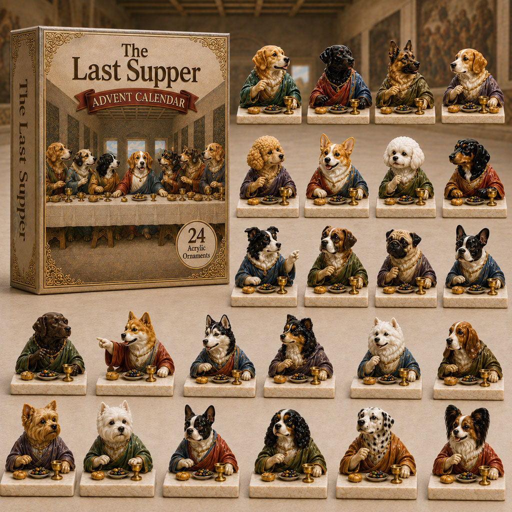 CHRISTMAS KICKOFF 40% OFF - The Last Supper Dog Advent Calendar 2026 - 24-Day Festive Countdown, Acrylic Charms Blind Box - Gift For Dog Lovers AC0TH111