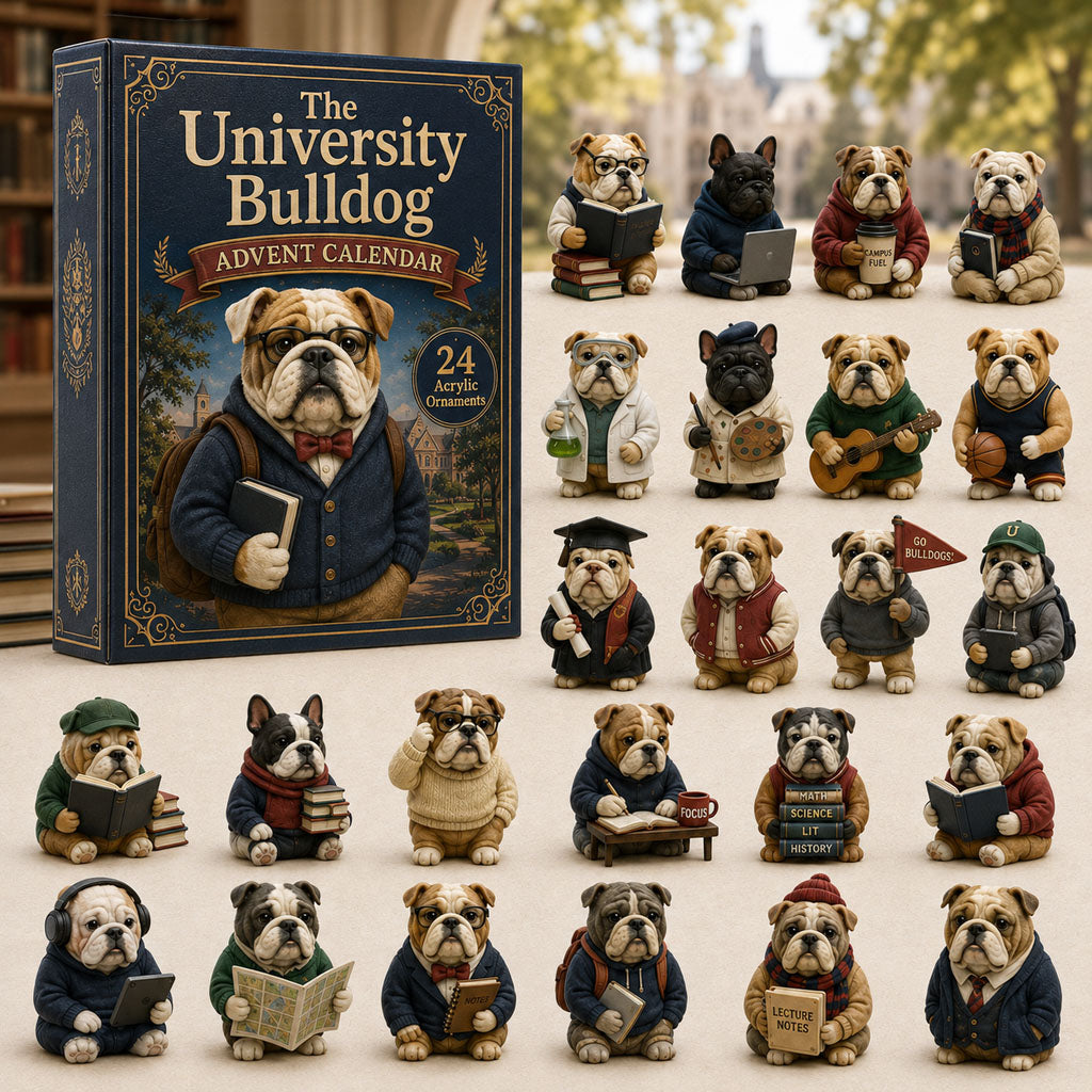 CHRISTMAS KICKOFF 40% OFF - The University Bulldog Advent Calendar 2026 - 24-Day Festive Countdown, Acrylic Charms Blind Box - Gift For Bulldog Lovers AC0TH183