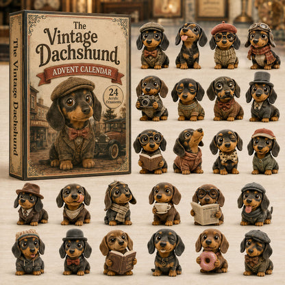 CHRISTMAS KICKOFF 40% OFF - The Vintage Dachshund Advent Calendar 2026 - 24-Day Festive Countdown, Acrylic Charms Blind Box - Gift For Dachshund Lovers AC0TH091